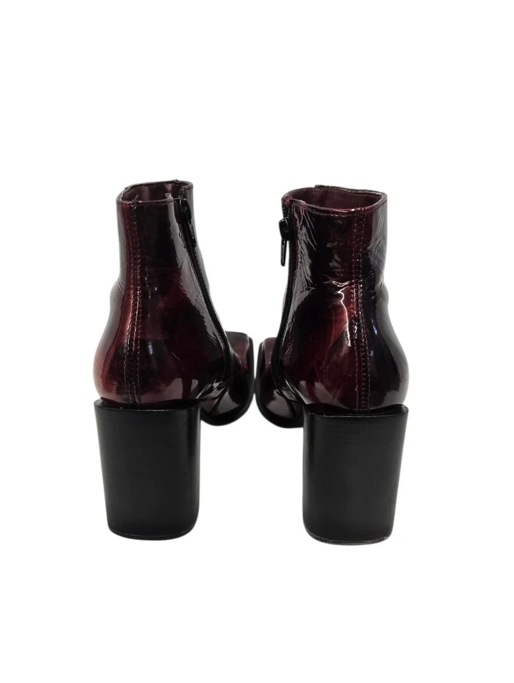 Vintage Y2K Diba Sledge Square Toe Heeled Ankle Boots in Red Marble